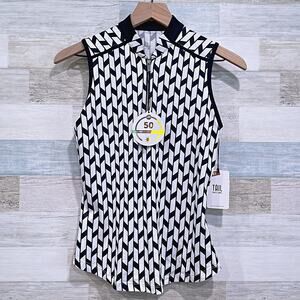 Tail White Label Darly Top Magnetic Geo Black White Golf Tennis UPF 50 Womens XS